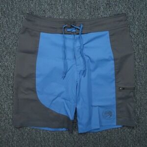 REI Board Shorts Mens 34 Blue Gray Swim Zip Pocket
